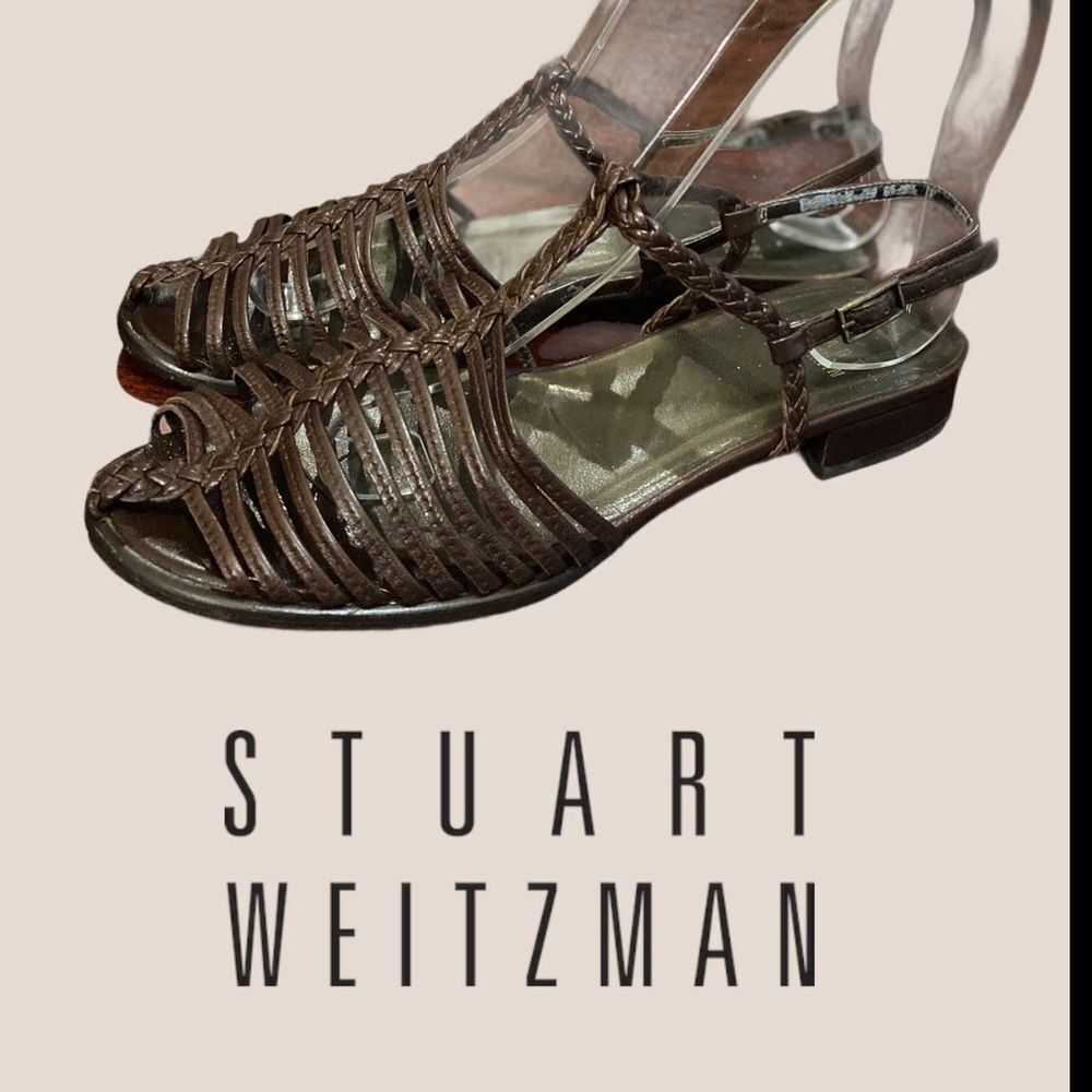 Stuart Weitzman Brown Leather T-Strap Sandals 5.5